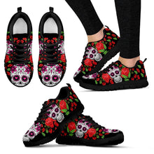 Red Roses Skull Women's Sneakers