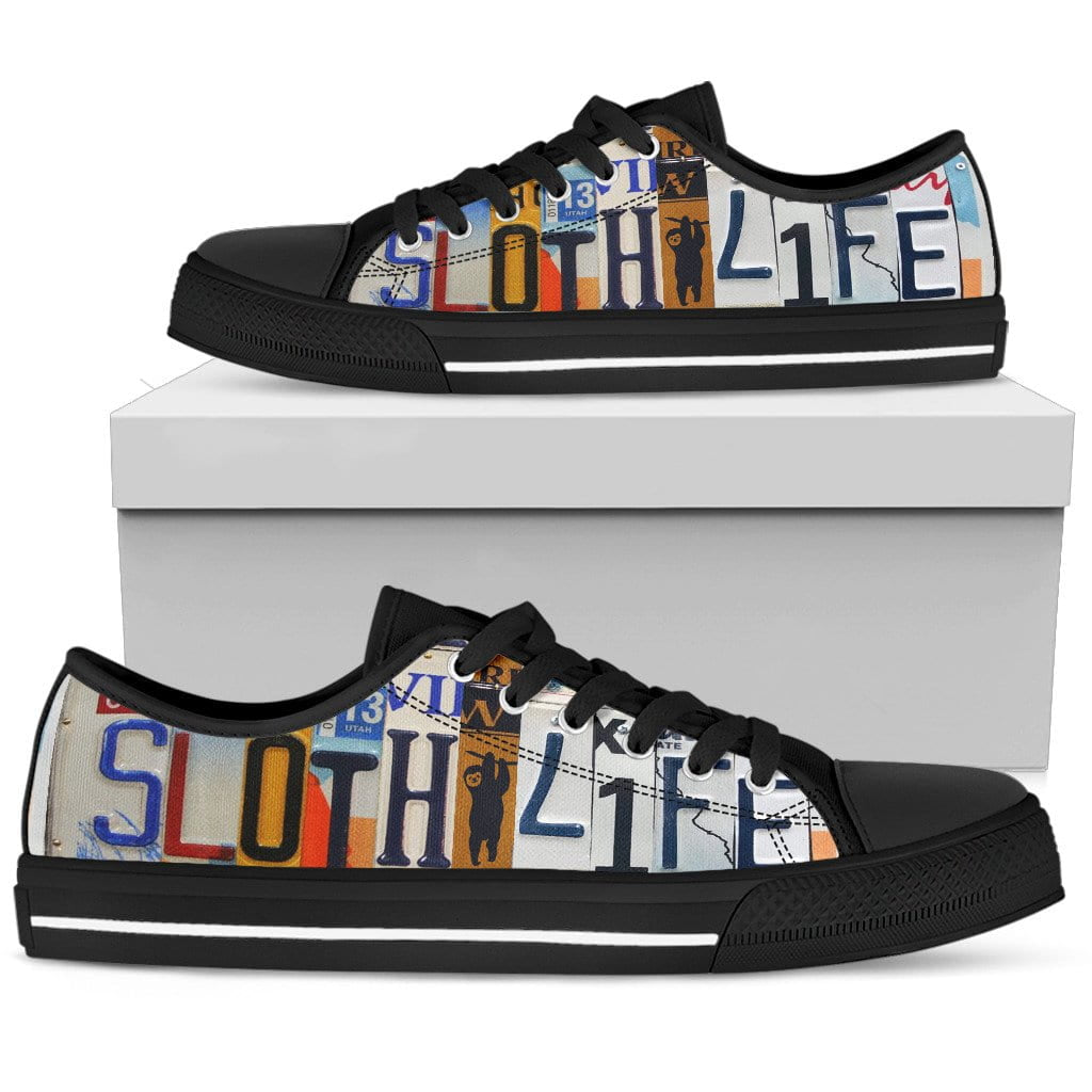 Sloth Life Low Top Mens Tennis Shoes Black