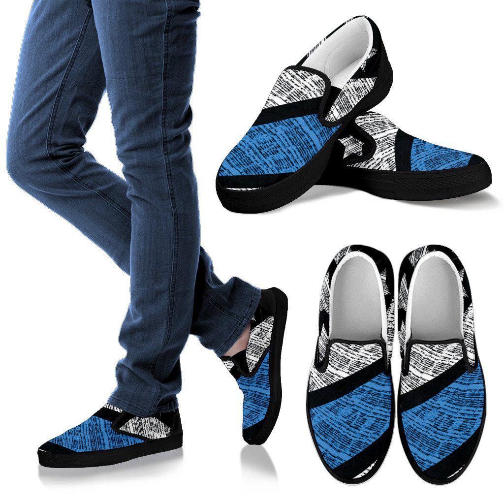 Blue Lives Matter Men's Slip Ons (Black) Shoes