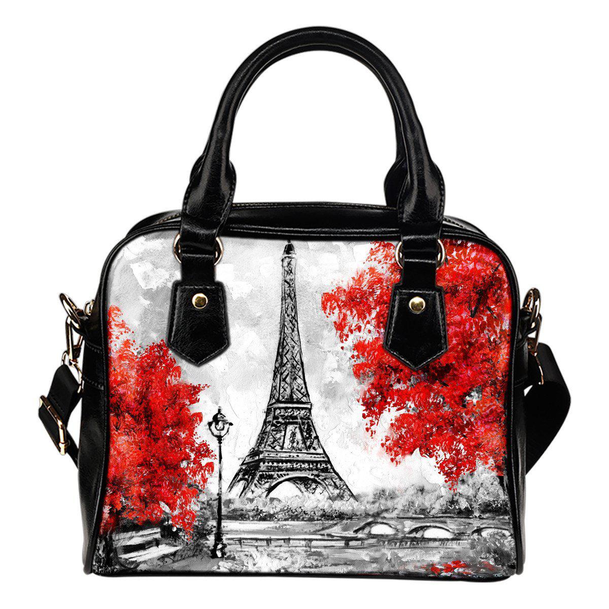 Paris In Red Shoulder Handbag