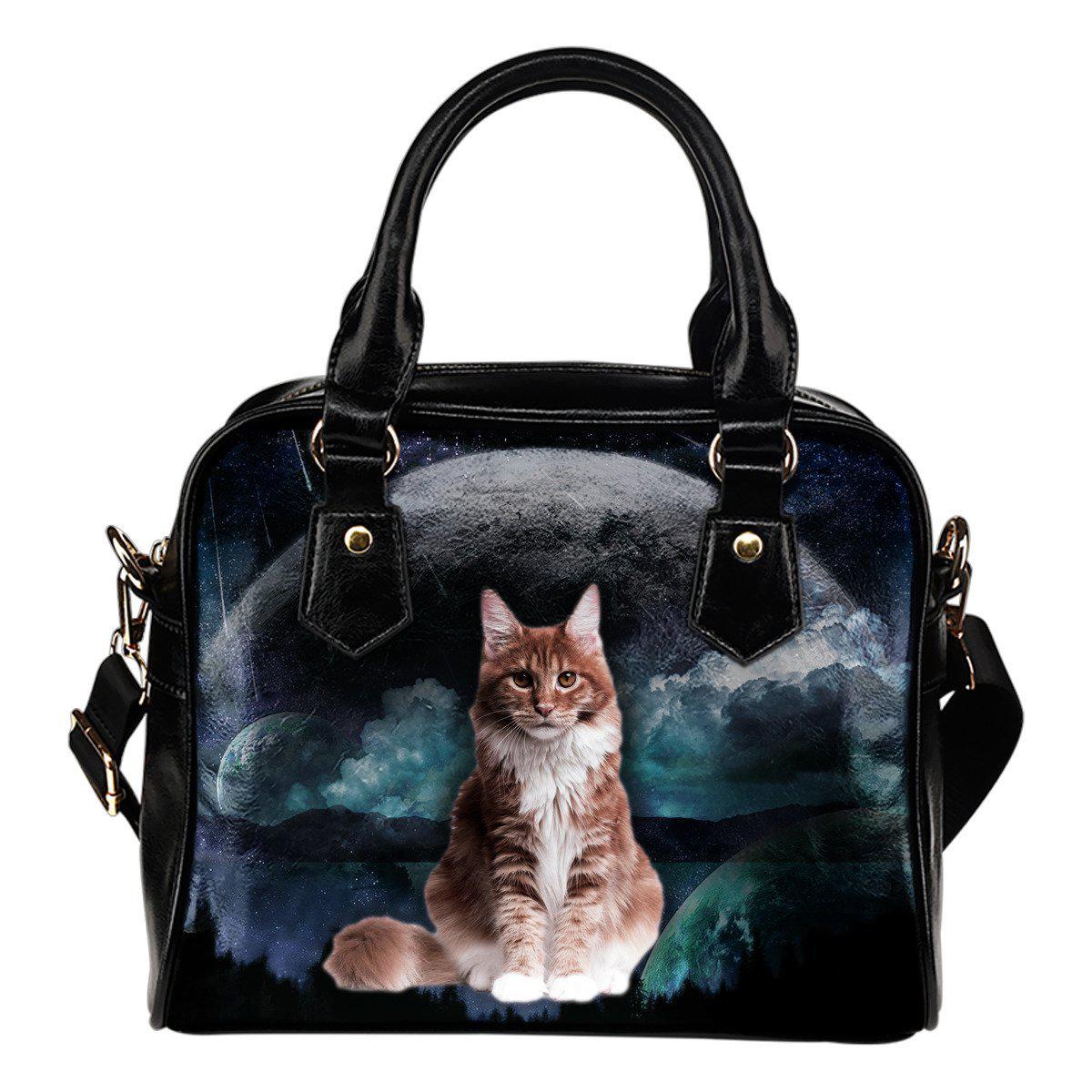 Cat Planet Shoulder Handbag