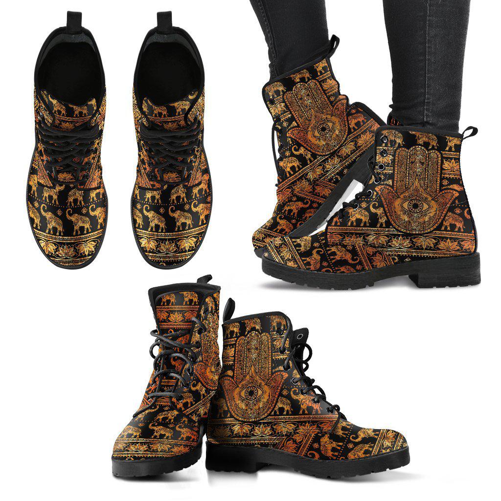 Hamsa Hand Gold Women's Leather Boots