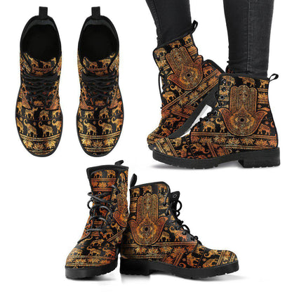 Hamsa Hand Gold Women's Leather Boots