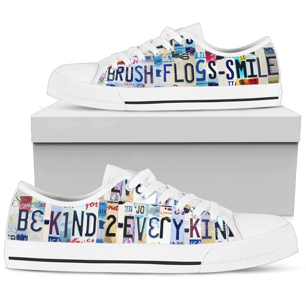 Be Kind To Every Kind Low Top Womens Tennis Shoes White