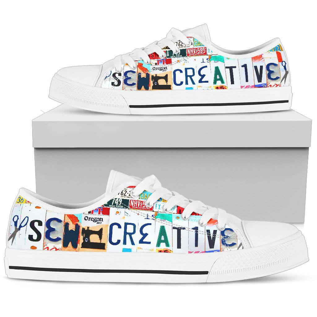 Sew Creative Low Top Womens Tennis Shoes White