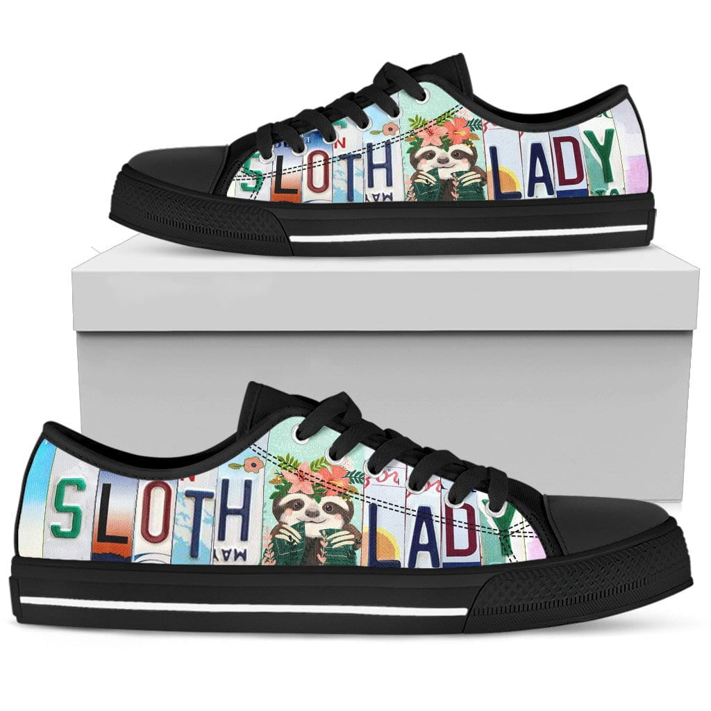 Sloth Lady Low Top Womens Tennis Shoes Black