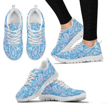 Blue Paisley White Border Women's Sneakers