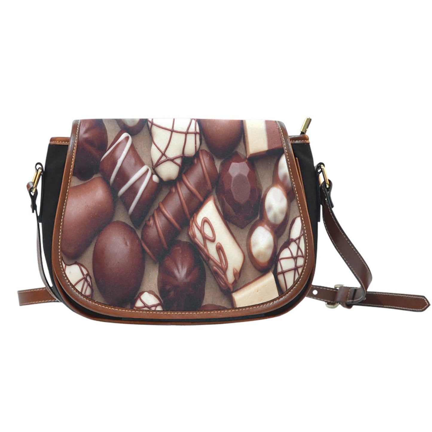 Chocolate Lovers Leather Trim Saddle Bag