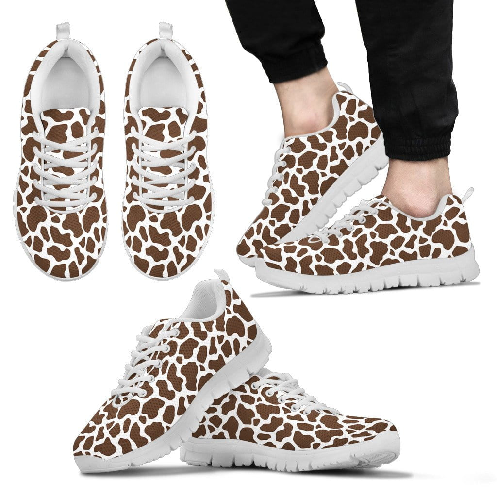 Cow Print Mens Sneakers White