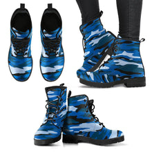 Blue Camouflage Women's Leather Boots