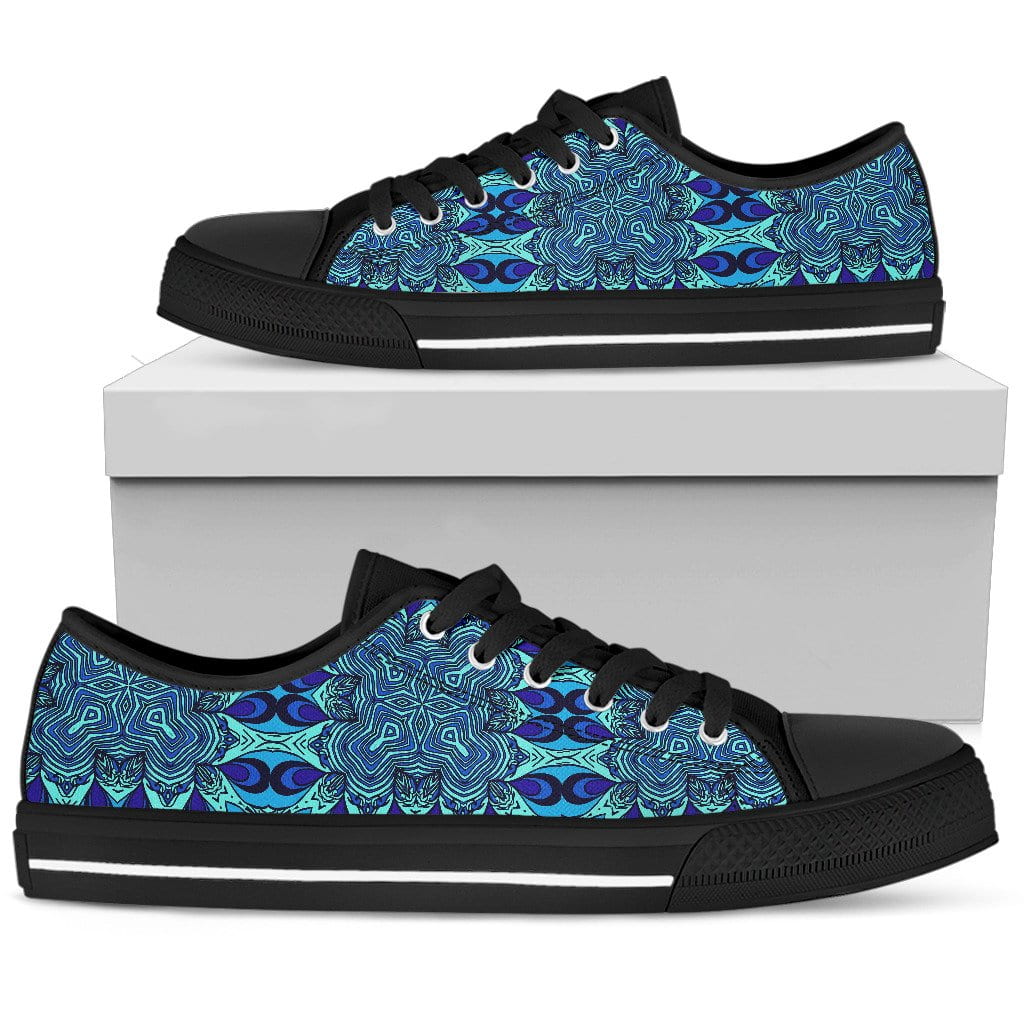 Blue Kaleidoscope Womens Low Top Tennis Black
