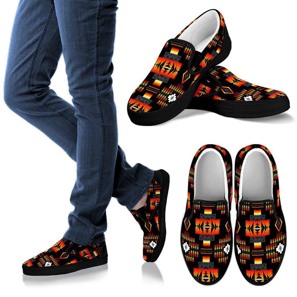 Seven Tribes Black Sopo Mens Slip ons Shoes Black Soles