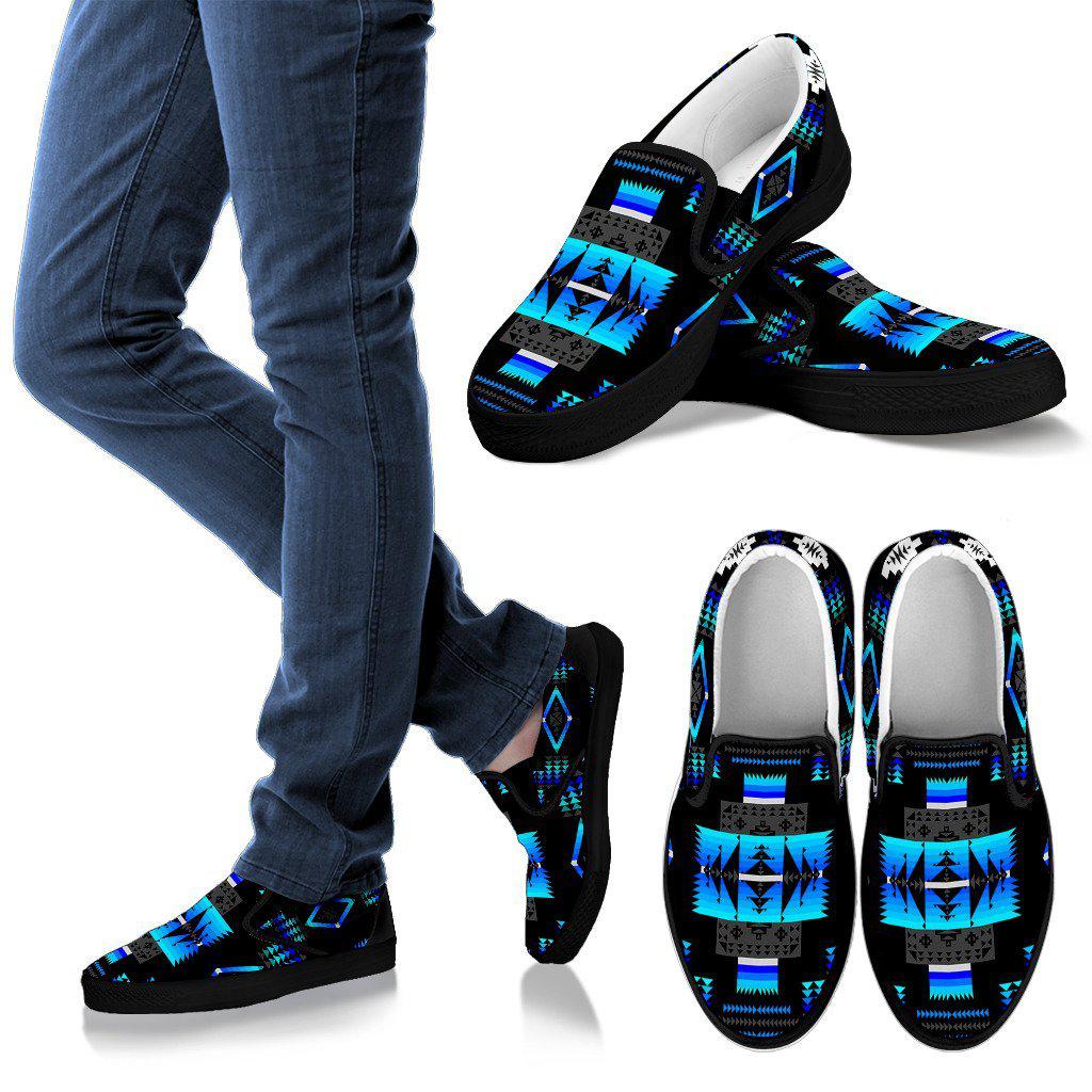 Seven Tribes Black and Blue Womens Slip Ons Shoes Black Sole