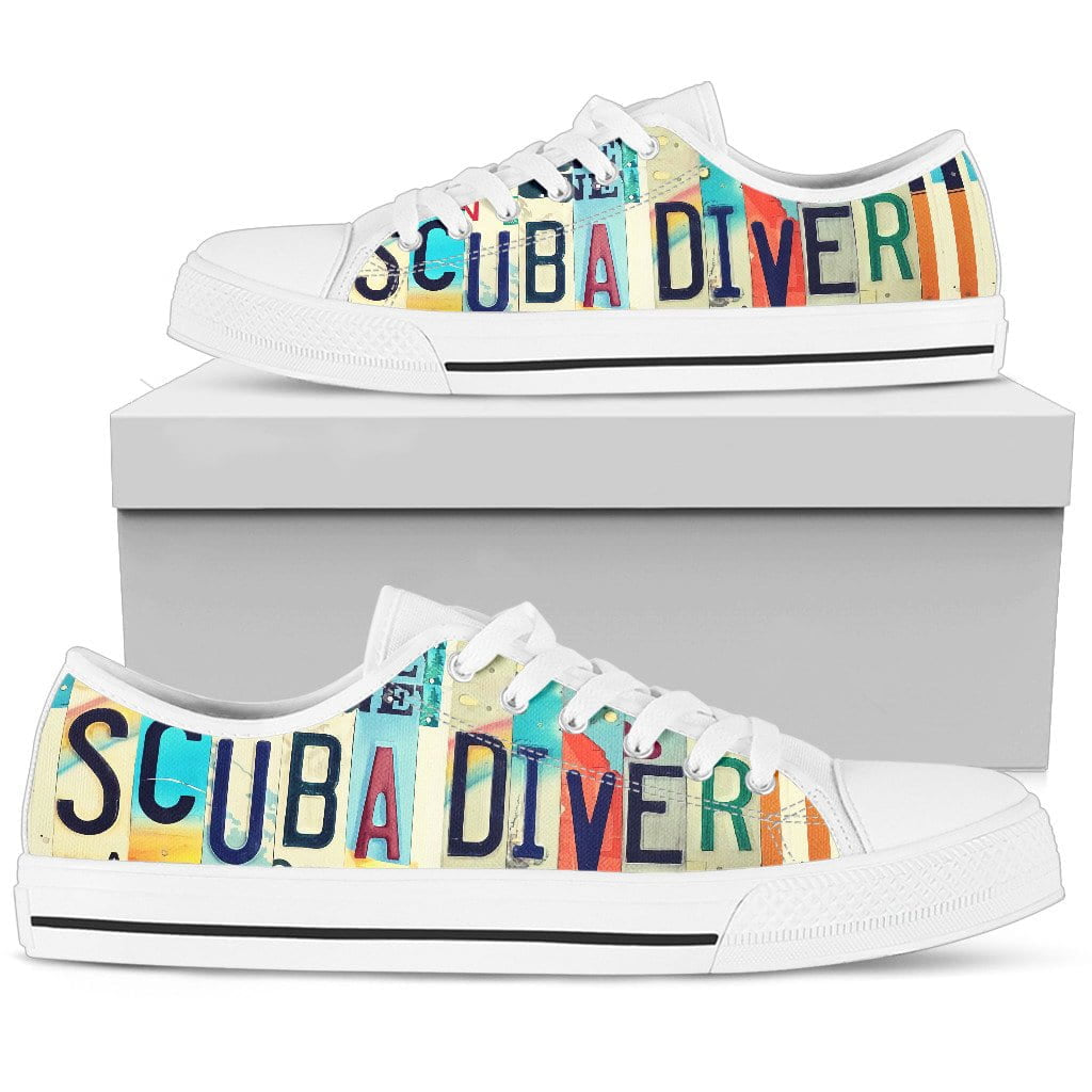 Scuba Diver Low Top Mens Tennis Shoes White