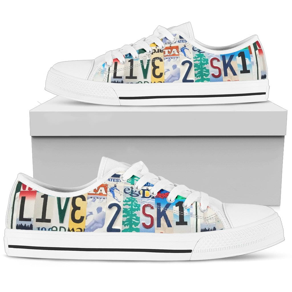 Live To Ski Low Top Womens Tennis Shoes White