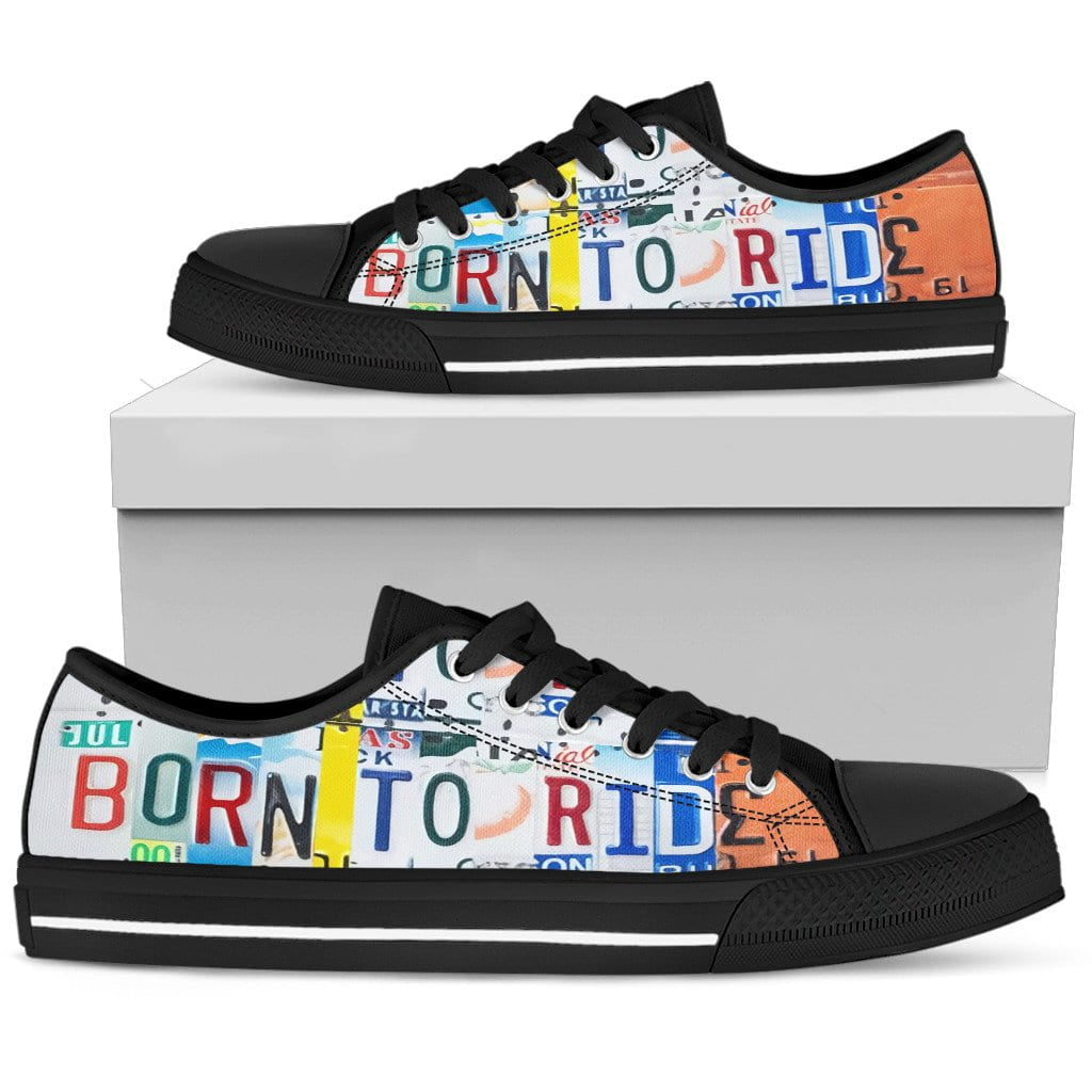 Born To Ride Low Top Womens Tennis Shoes Black