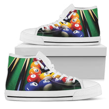 White Billiards Pool Tennis Shoes Men's High Top All Over Print