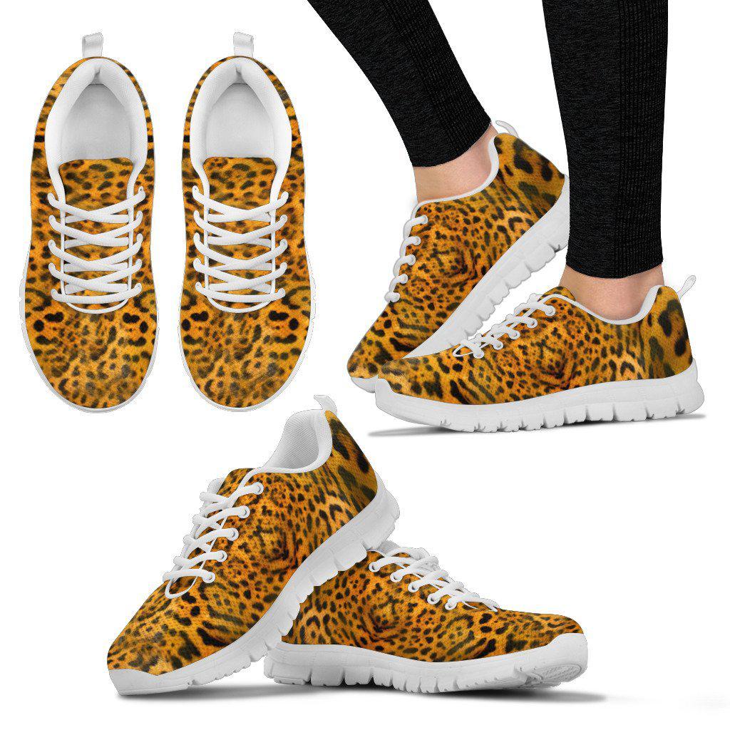 Leopard Print White Border Women's Sneakers