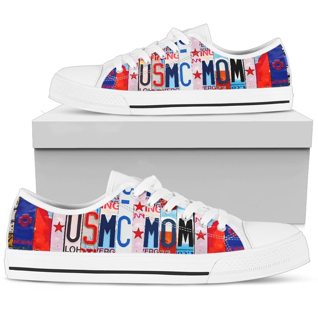 Proud USMC Mom Low Top Womens Tennis Shoes