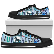 Love Horses Low Top Mens Tennis Shoes Black