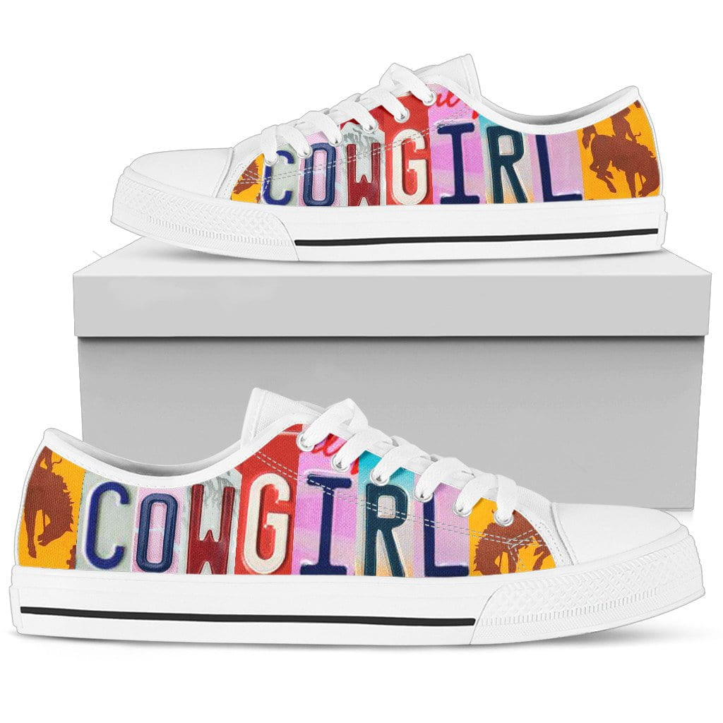 Cowgirl - White Low Top Tennis Shoes