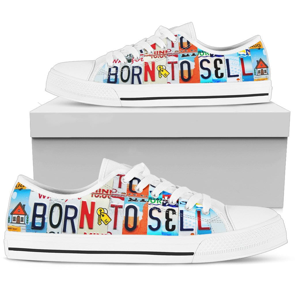 Born To Sell Low Top Mens Tennis Shoes White