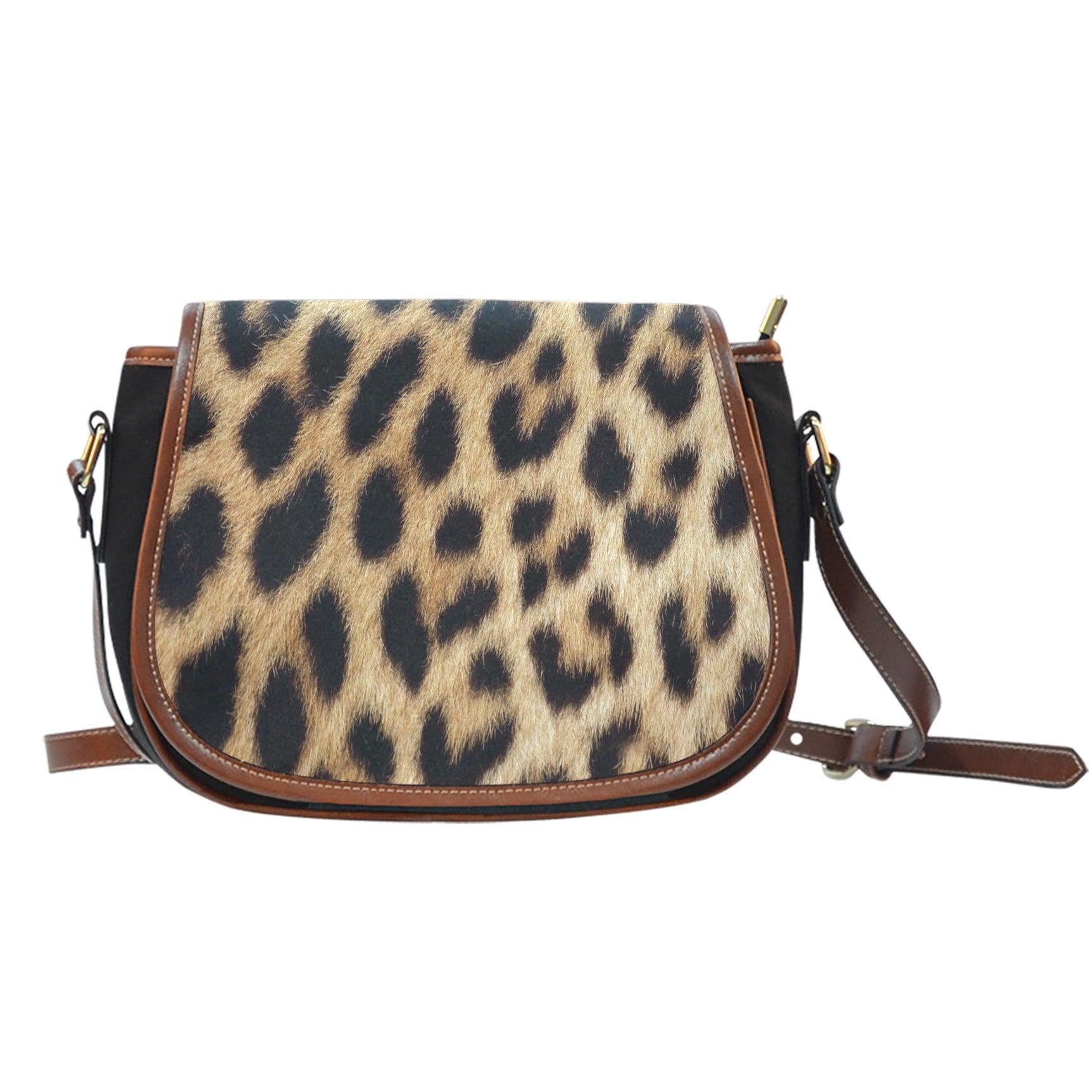 Leopard Fur Print Ladies Saddle Handbag