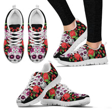 Red Roses Skull Women's Sneakers