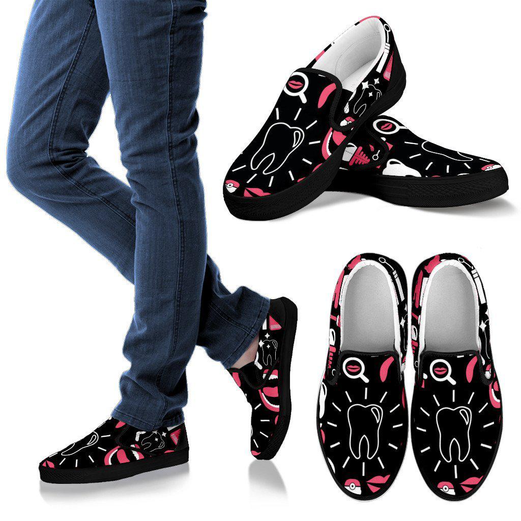 Dental Hygienist Style 3 Men's Slip Ons (Black) Shoes