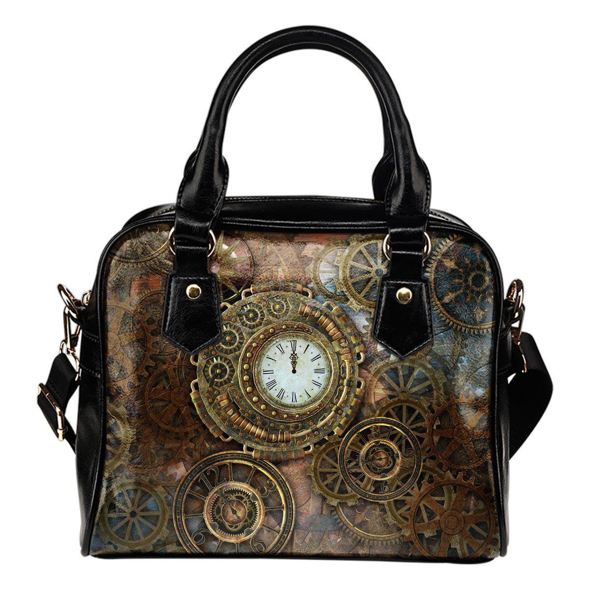 Clocks & Cogs Steampunk Shoulder Handbag