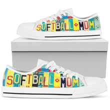 Softball Mom Low Top Womens Tennis Shoes White