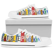 Eat, Sleep, Hockey White Low Top Mens Tennis Shoes