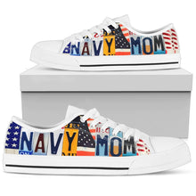Proud Navy Mom Low Top Womens Tennis Shoes