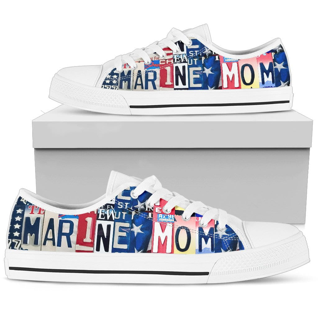 Proud Marine Mom Low Top Womens Tennis Shoes