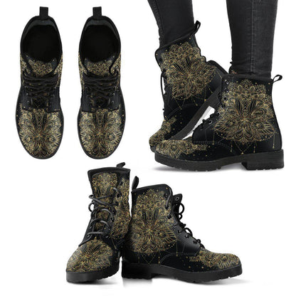 Golden Lotus Mandala Women's Leather Boots