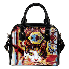 Blue Red Cat Shoulder Handbag