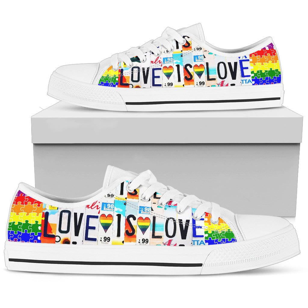 Love Is Love Low Top Womens Tennis Shoes White