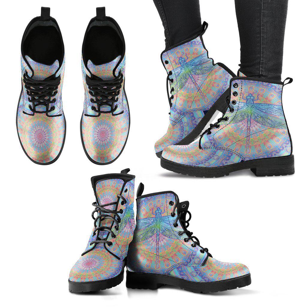Mandala Dragonfly Women's Leather Boots