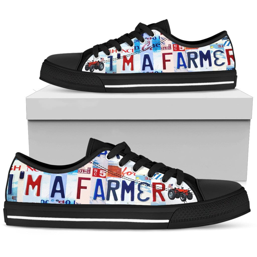 I Am A Farmer Low Top Mens Tennis Shoes Black
