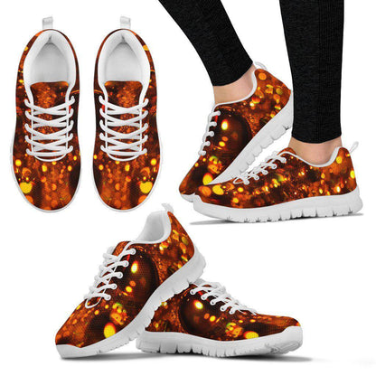 Orange Water Droplets White Border Women's Sneakers