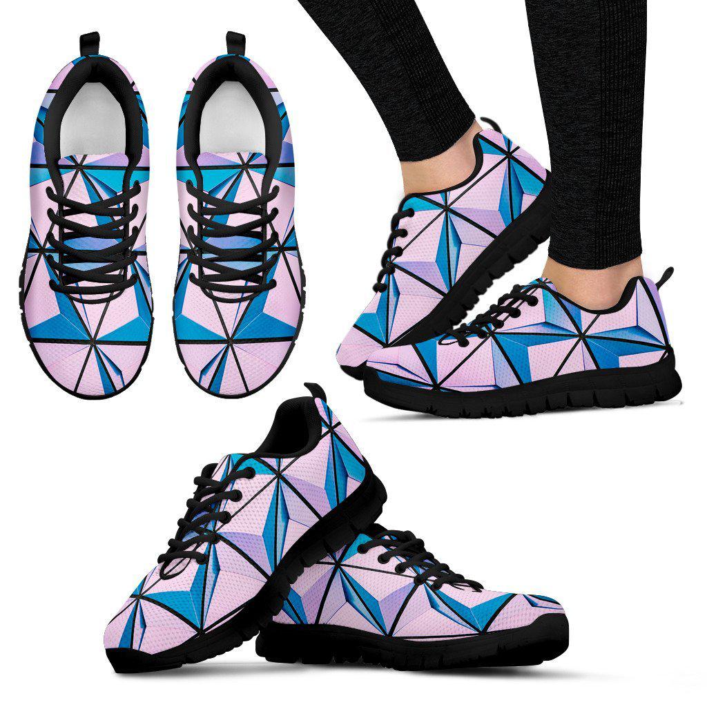 Pink Polygons Black Border women's Sneakers