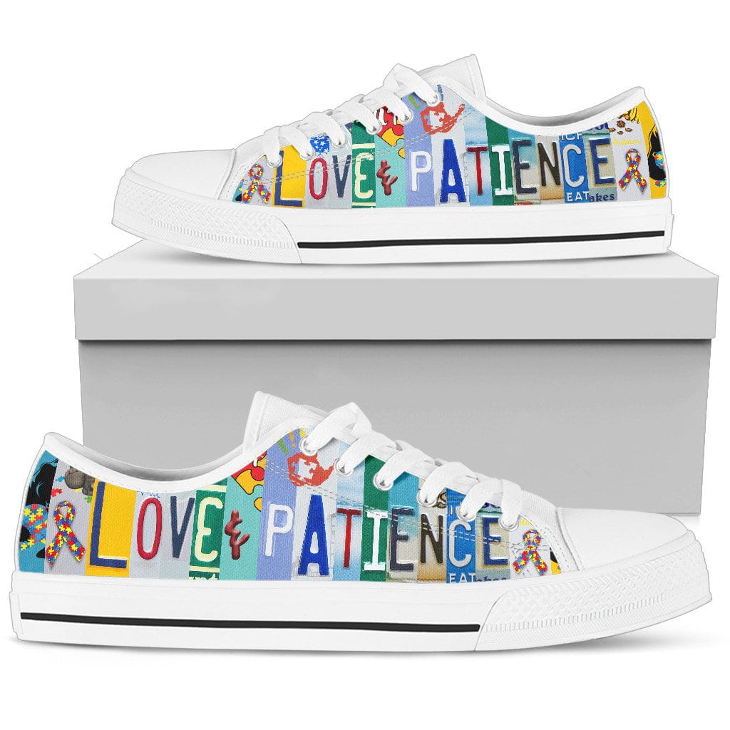 Love and Patience White Low Top Womens Tennis Shoes White