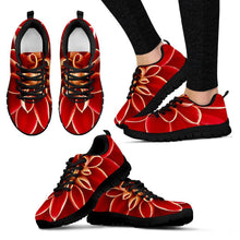 Red Flower Black Border Women's Sneakers