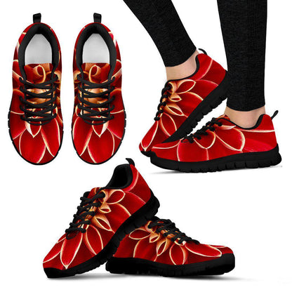 Red Flower Black Border Women's Sneakers