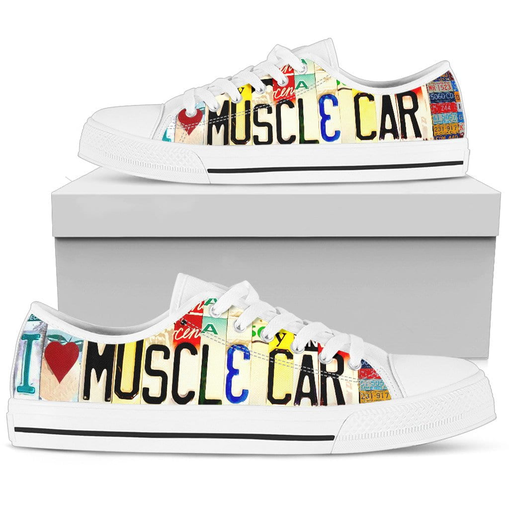 I Love Muscle Car Low Top Womens Tennis Shoes