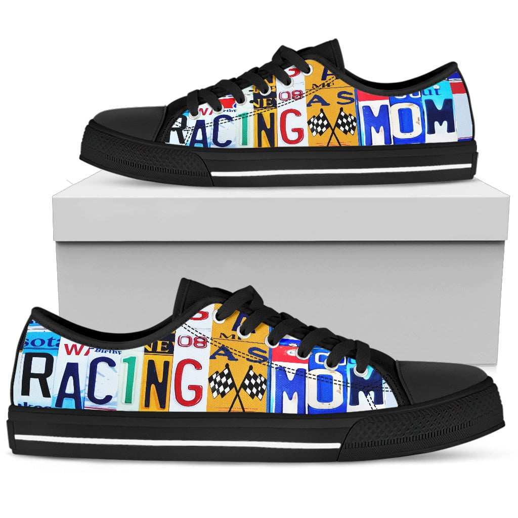 Racing Mom Low Top Womens Tennis Shoes Black