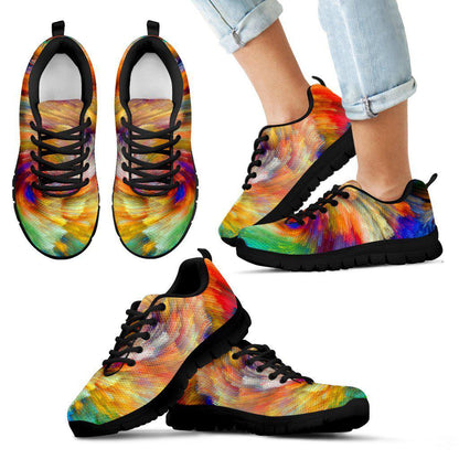 Rainbow Swirl Abstract Running Shoe Sneakers Womens White