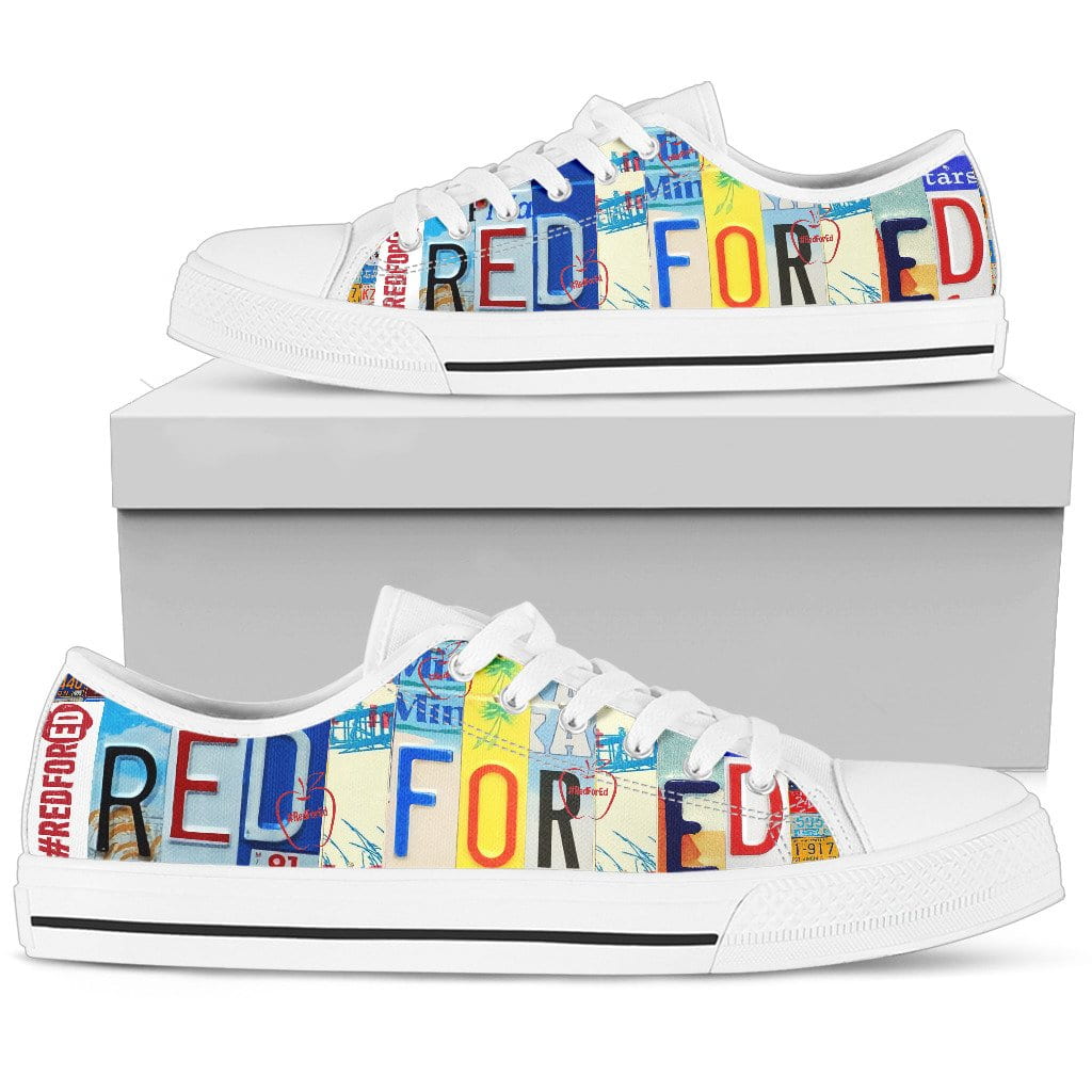 Red For Ed Low Top Womens Tennis Shoes White