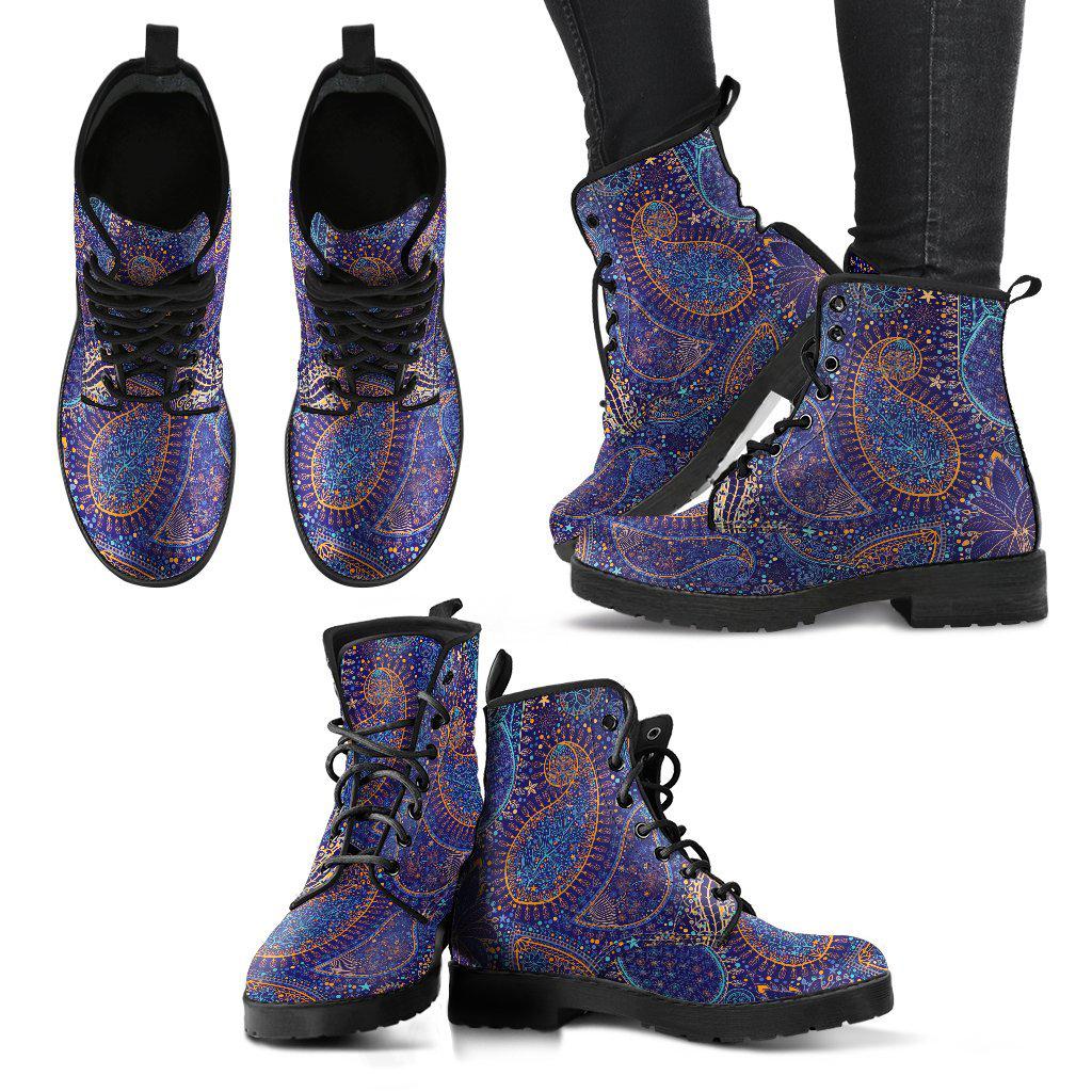 Gold Paisley Mandala Women's Leather Boots