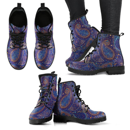 Gold Paisley Mandala Women's Leather Boots